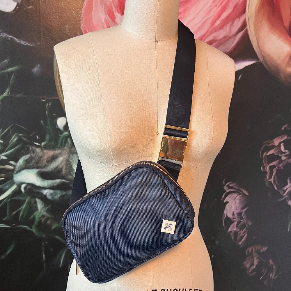 Paris Olympics Souvenir Navy Zippered Fanny Pack/Bum Bag/Belt Bag Gold Hardware